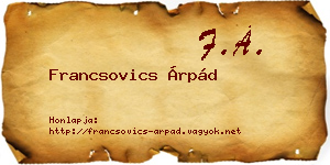 Francsovics Árpád névjegykártya