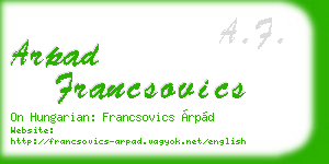 arpad francsovics business card