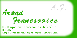 arpad francsovics business card